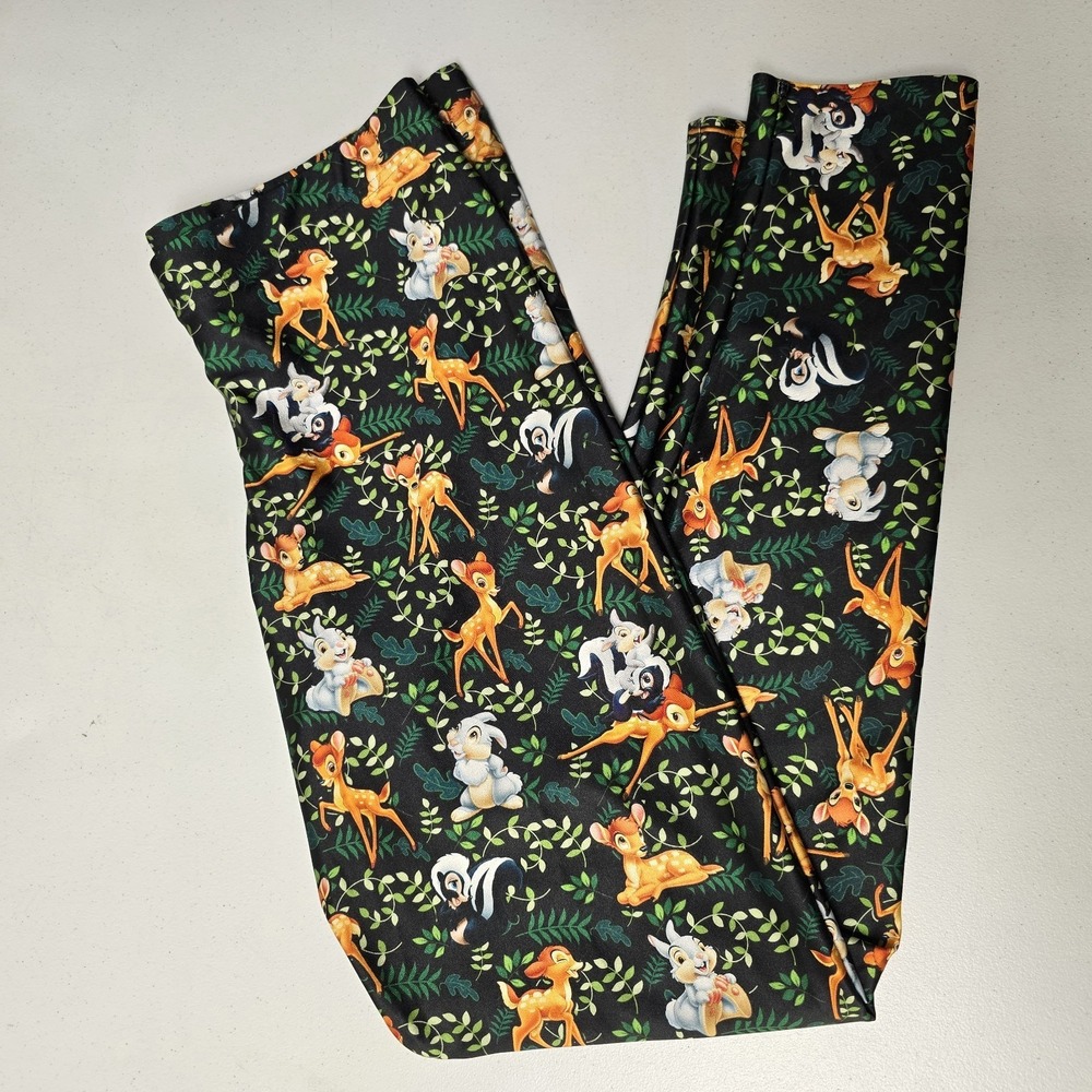 Black Milk Womens Disney Bambi Forest Floral Leggings Size XL Stretch Whimsy - Picture 2 of 9